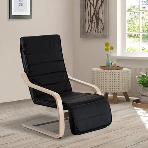 Rootz Recliner - Lounger Chair - Rocking Armchair - Relax Chair - Tv Chair - Balcony - Black - 66.5 X 81 X 100cm - 66.5 x 81 x 100cm