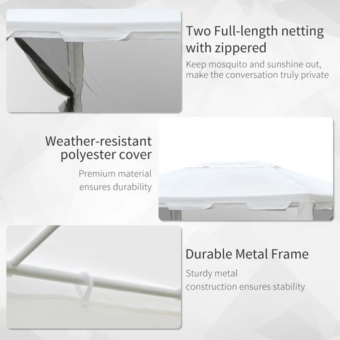 Rootz Gazebo - Party Tent - Garden Tent - Waterproof Gazebo - Canopy Tent - White/Black - 4 x 3 m