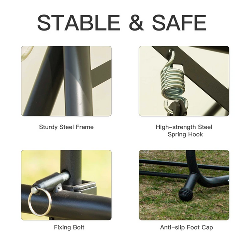 Rootz Hollywood Swing - Garden Swing - Swing Chair - Swing Bench - Hammock Swing - 3 Seater - White - 200 X 125 X 170 Cm