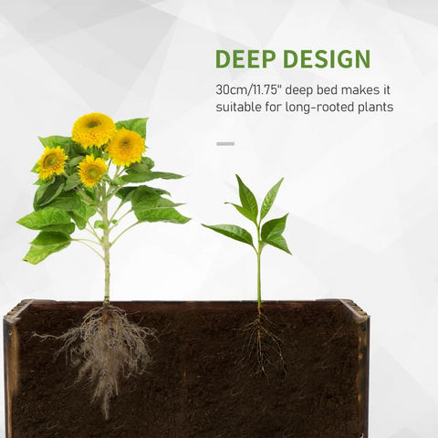 Rootz Raised Bed - Raised Flower Bed - Plant Bed - Flower Bed - Flower Box -  Fir Wood - 78x35x30 Cm