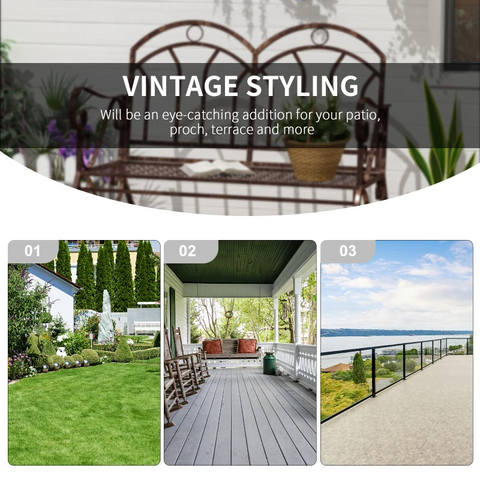 Rootz Gartenbank – Schaukelbank – Schaukelstuhl – Schaukelstuhl aus Eisen – 2-Sitzer – Metall – Bronze/Rot