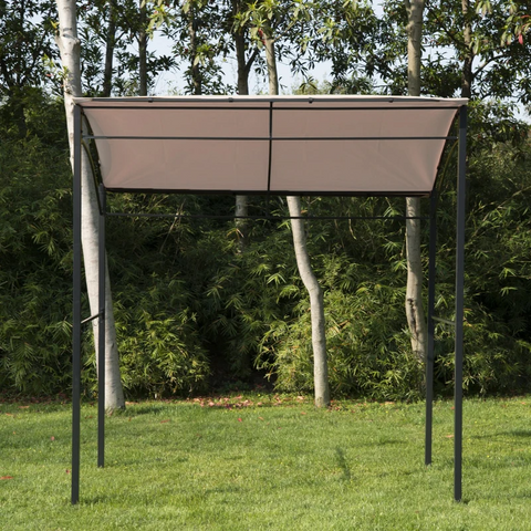 Rootz Grill Pavilion - BBQ Pavilion - Grill Arbor - Flame Protection Roof - Industrial - Beige/Black - 215x150x172/220 cm