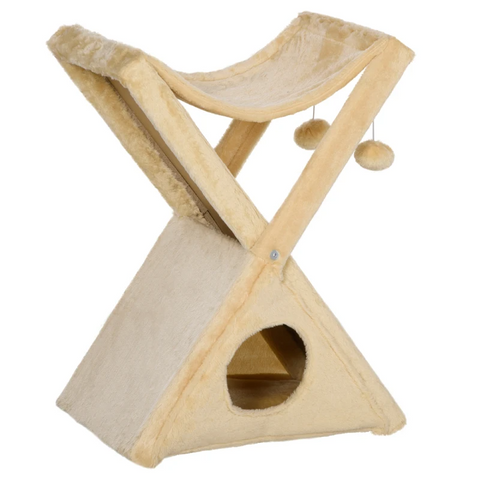 Rootz Scratching Post - Cat Tower - Cat Tower With Cave - Cat Scratching Post - Beige -  54.5 x 32 x 65 cm