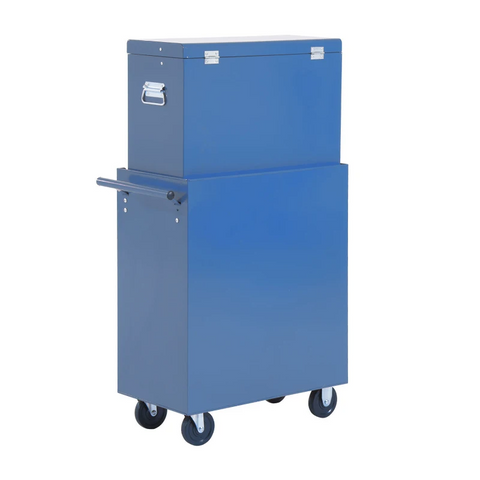 Rootz Mobile Tool Trolley - Workshop Trolley - Tool Box - Upper Box - Lower Box - Blue