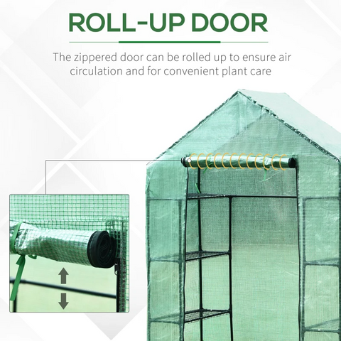 Rootz Greenhouse - Mini Greenhouse - 2 Shelves - Dark Green - 143 X 73 X 195 Cm