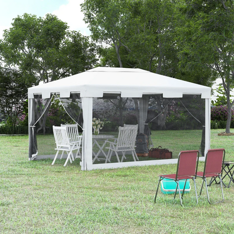 Rootz Gazebo - Party Tent - Garden Tent - Waterproof Gazebo - Canopy Tent - White/Black - 4 x 3 m
