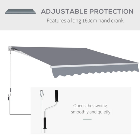 Rootz Awning - Articulated Arm Awning - Sun Canopy - Sun Protection - Sun Shade - Balcony - Garden - Gray - 2.95 X 2.5 M