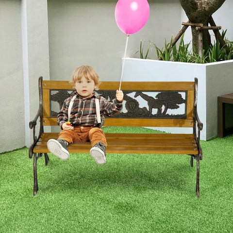 Rootz Garden Bench - Park Bench - Wooden Bench - Garden Furniture - Metal - Brown