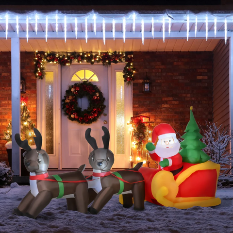 Rootz LED Figure Motif Santa Claus - Christmas Decoration - Illuminated Garden - Warm White - L 210 X W 80 X H 120 Cm