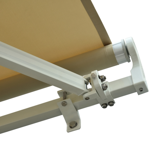 Rootz Articulated Arm Awning - Sun Protection - Hand Crank - Industrial - Beige/Cream - 3.5 x 2.5 m