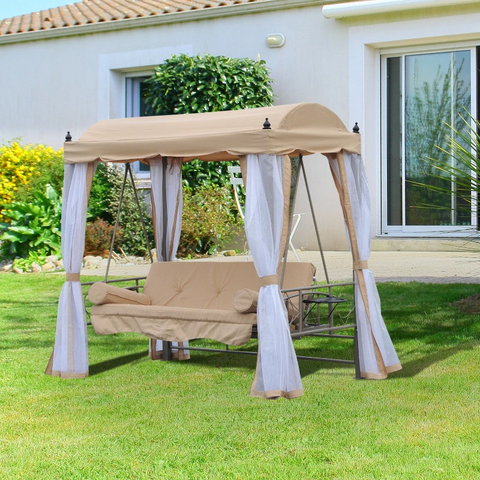 Rootz Hollywood Swing - Garden Swing - Swing Bench - Garden Lounger - 3-seater - Metal - Beige/white
