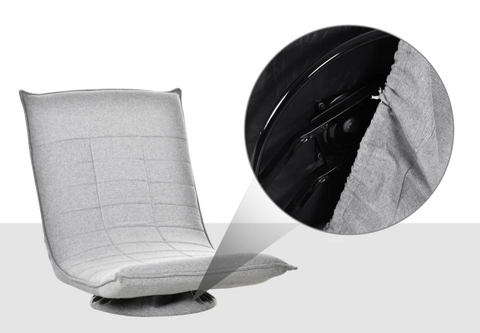 Rootz Vloerstoel - Vloerkussen - Luie Stoel - Draaibare Ligstoel - Slaapbed - 360° Vloerkussen - Opvouwbaar - Gewatteerde Rugleuning - Lichtgrijs - 64 x 100 x 76 cm