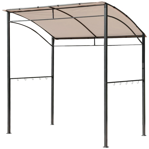 Rootz Grill Pavilion - BBQ Pavilion - Grill Arbor - Flame Protection Roof - Industrial - Beige/Black - 215x150x172/220 cm
