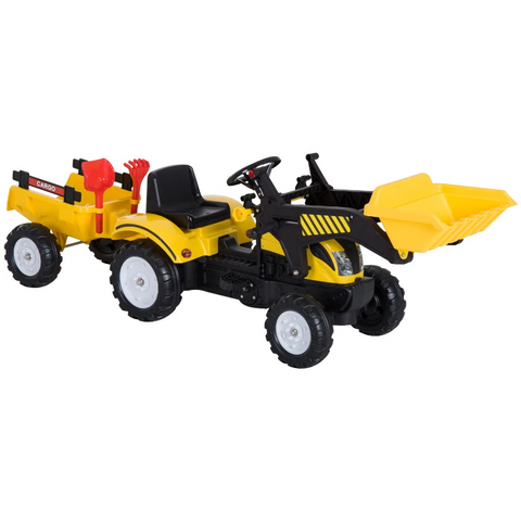 Rootz Pedal Tractor - Pedal Go Kart - Car Tractor - Excavator - Yellow - 167 x 41 x 52 cm