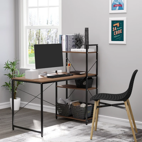 Rootz Computer Workstation - Computer Table - Work Table - Office Table - Desk With Shelf - Black - 120x64x121cm