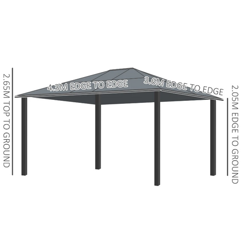 Rootz Gazebo - Luxury Gazebo - Garden Pavilion - Party Tent - Garden Tent - Aluminum - 430 X 360 X 280 Cm