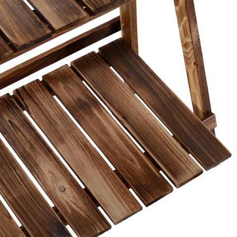 Rootz Plant Ladder - Flower Shelf - Plant Stairs - Flower Bench - Flower Stand - 3-tier - Fir Wood - Dark Brown - 60 X 37 X 93 Cm