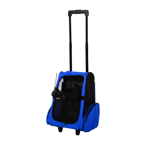 Rootz Pet Backpack - Dog Carrier - 2-in-1 Design - Extendable Handle - Side Pockets - Blue - 42 X 25 X 55cm