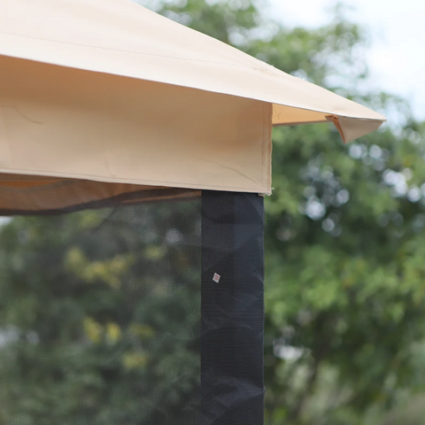 Rootz Hollywoodschaukel – Gartenschaukel – Schaukelstuhl – 3-Sitzer – Multifunktional – Beige/Schwarz – L256 x B172 x H248 cm