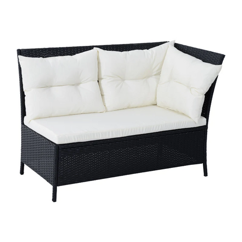Rootz Sofa Set - Double Sofa - Corner Sofa - Garden Furniture Set - 18-piece - Stools - Black/ White - 110.5cm X 62cm X 82cm
