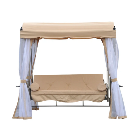 Rootz Hollywood Swing - Garden Swing - Swing Bench - Garden Lounger - 3-seater - Metal - Beige/white