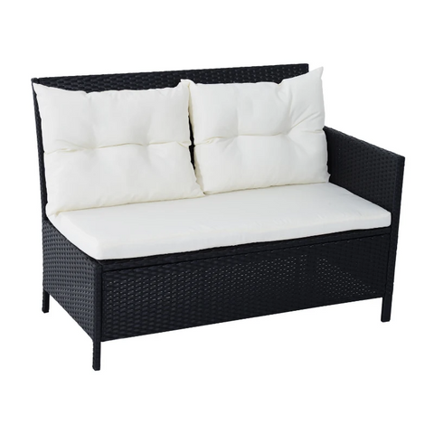 Rootz Sofa Set - Double Sofa - Corner Sofa - Garden Furniture Set - 18-piece - Stools - Black/ White - 110.5cm X 62cm X 82cm