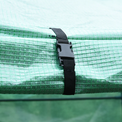 Rootz Hexagonal Greenhouse - Multi-tier Flower Shelves - Pe+steel - Dark Green - 2.25 X 1.94 X 2.15 M