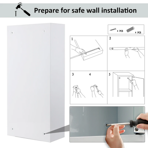 Rootz Medicine Cabinet - First Aid Cabinet - Pharmacy Cabinet - 3 Levels Medicine Cabinet - Cabinet With Lock - With Matt Glass Door - Frosted Glass + Metal - White - 27 x 57 x 12 cm