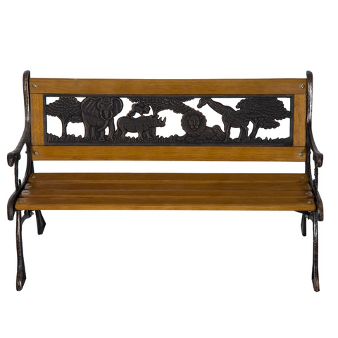 Rootz Garden Bench - Park Bench - Wooden Bench - Garden Furniture - Metal - Brown