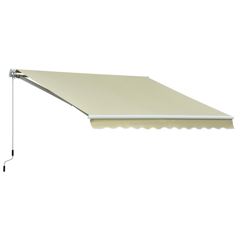 Rootz Articulated Arm Awning - Sun Protection - Hand Crank - Industrial - Beige/Cream - 3.5 x 2.5 m