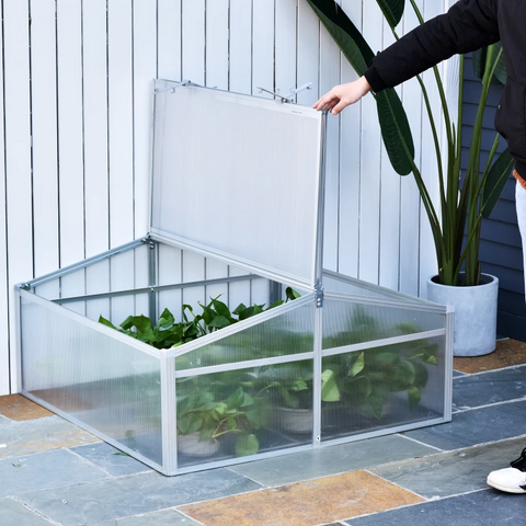 Rootz Aluminum Greenhouse - Greenhouse - Cold Frame - Grow House - Plant House - PC Board - Transparent - 100x100cm