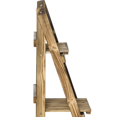 Rootz Plant Ladder - Flower Shelf - Plant Stairs - Flower Bench - Flower Stand - 3-tier - Fir Wood - Dark Brown - 40 x 37 x 93 cm