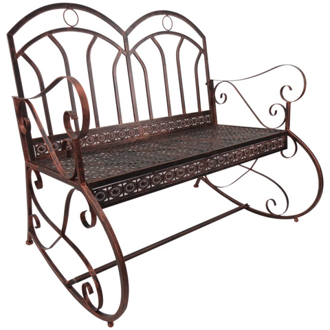 Rootz Gartenbank – Schaukelbank – Schaukelstuhl – Schaukelstuhl aus Eisen – 2-Sitzer – Metall – Bronze/Rot