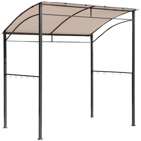 Rootz Grill Pavilion - BBQ Pavilion - Grill Arbor - Flame Protection Roof - Industrial - Beige/Black - 215x150x172/220 cm