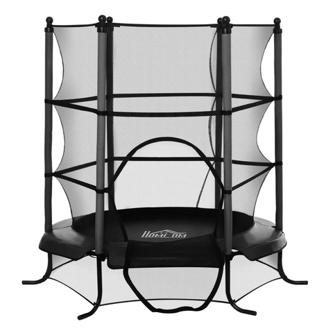 Rootz Trampoline - Kindertrampoline - Tuintrampoline - Trampoline met veiligheidsnet - Trampoline met randafdekking - Rubberen touw gevoerd - Zwart