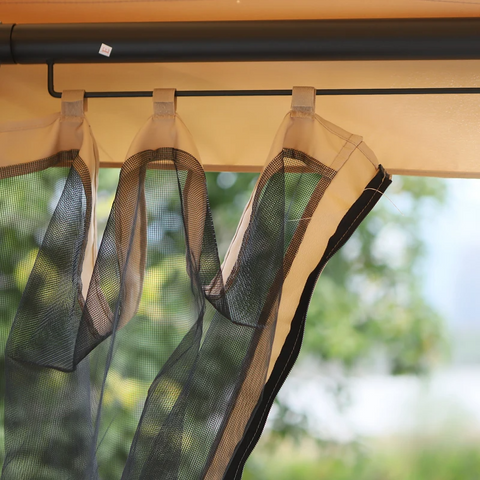 Rootz Hollywoodschaukel – Gartenschaukel – Schaukelstuhl – 3-Sitzer – Multifunktional – Beige/Schwarz – L256 x B172 x H248 cm