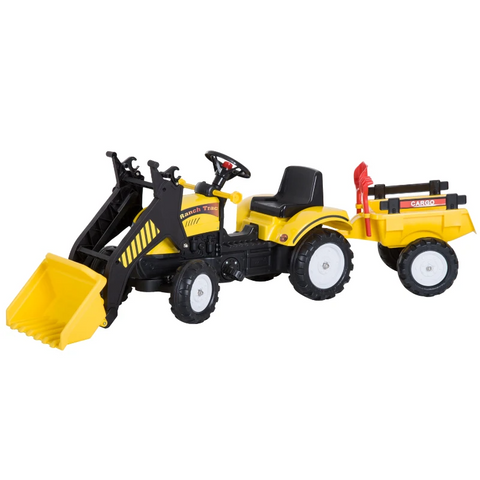 Rootz Pedal Tractor - Pedal Go Kart - Car Tractor - Excavator - Yellow - 167 x 41 x 52 cm