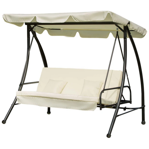 Rootz Hollywood Swing - Garden Swing - Swing Chair - Swing Bench - Hammock Swing - 3 Seater - White - 200 X 125 X 170 Cm