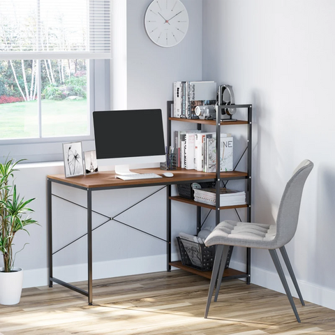 Rootz Computer Workstation - Computer Table - Work Table - Office Table - Desk With Shelf - Black - 120x64x121cm