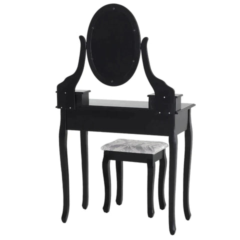 Rootz Dressing Table - Cosmetic Table - Dressing Table With Stool - Stool - Black