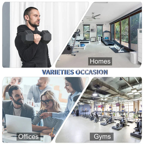 Rootz Hexagon - Dumbbell - Cast Iron Dumbbell - Rubber Dumbbell - Handle Knurled - Weights - Metal - Rubber - Black - 1 x 20 KG