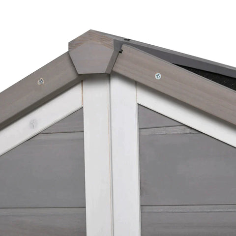 Rootz Hondenkennel - Hondenhok - Knaagdierenhok - Geïsoleerd Hondenhok - Met Terras Asfaltdak - Weerbestendige Hut - Grijs - 127 x 112 x 109 cm