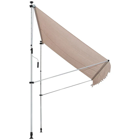 Rootz Awning - Clamp Awning - Articulated Arm Awning -  Sun Protection - Folding Arm - Hand Crank - Aluminum - Cream - White - 200 X 150 Cm