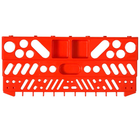 Rootz Pegboard - geperforeerde gereedschapsset - wandplank - 54 stuks gereedschap - wandhouder gereedschap - grijs/rood 95,5 x 23 x 53,5 cm