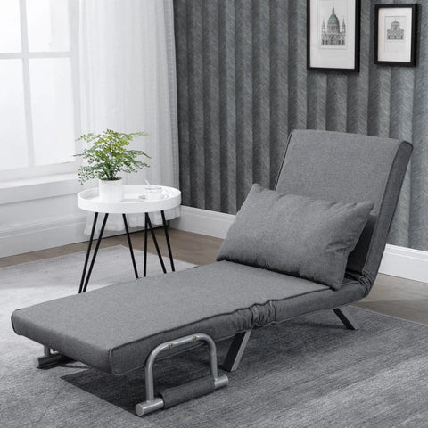 Rootz Sofa Bed - Armchair Bed - Sofa Bed With Armrests - 3-in-1 Armchair Bed - Guest Bed - Folding Mattress - Folding Bed - Chaise Longue - Multifunction - Grey - 65 x 69 x 80 cm