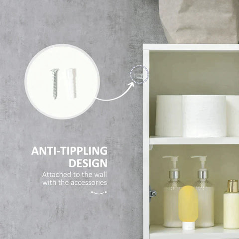 Rootz Bathroom Cabinet - 5 Compartment - 1 Drawer - Removable Shelves - High Gloss - White - 30 x 28 x 170 cm