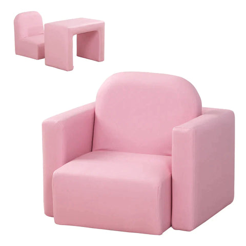 Rootz Children's Sofa - 2-in-1 Children's Sofa Table And Chair Set - Children's Armchair - Mini Sofa - Mini Armchair - Pink
