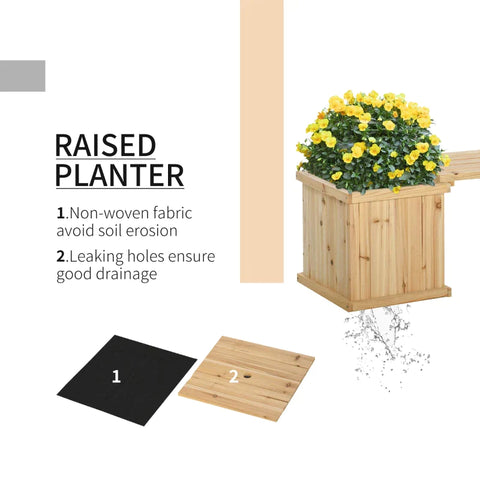 Rootz Gartenbank – mit Pflanzgefäß – Gartenpflanzgefäß und Bank aus Holz – Pflanzkasten – 176 cm x 38 cm x 40 cm