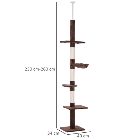Rootz Scratching Post - Height Adjustable - Chipboard - Brown - 40 x 34 x 230 cm