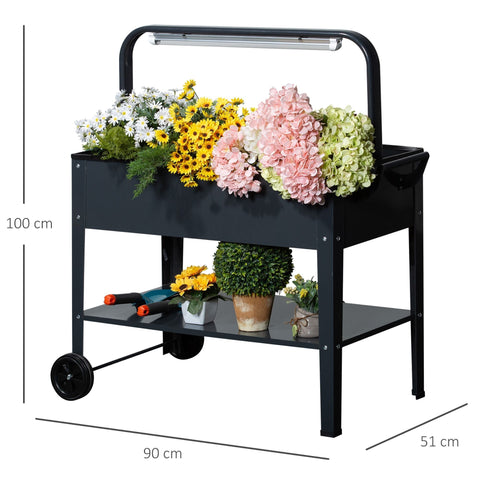 Rootz Planter - Garden box - Elevated - Steel - Dark Gray - 90 x 51 x 100 cm